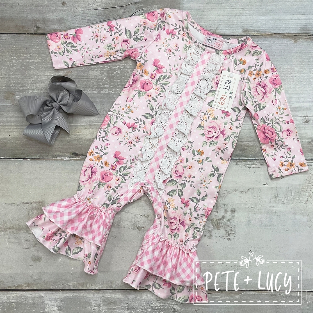 Pink Floral Infant Romper
